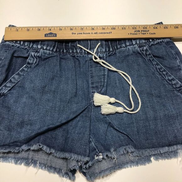 Loft Shorts Womens Sz 26/2 BlueCotton Linen Pull On Drawstring Cut Off Chambray - Picture 6 of 8